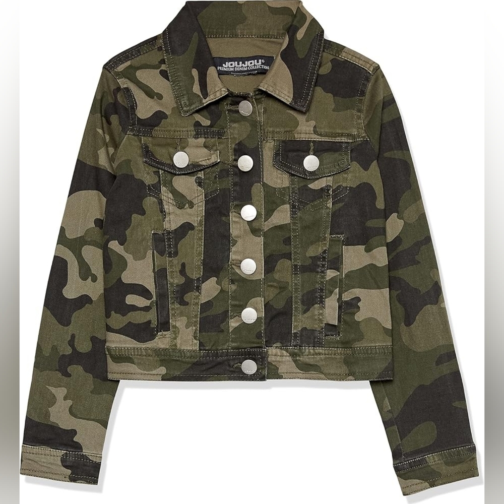 Juniors Jou Jou Stretch Twill Camo Jacket Camouflage Jacket Sz Lg New